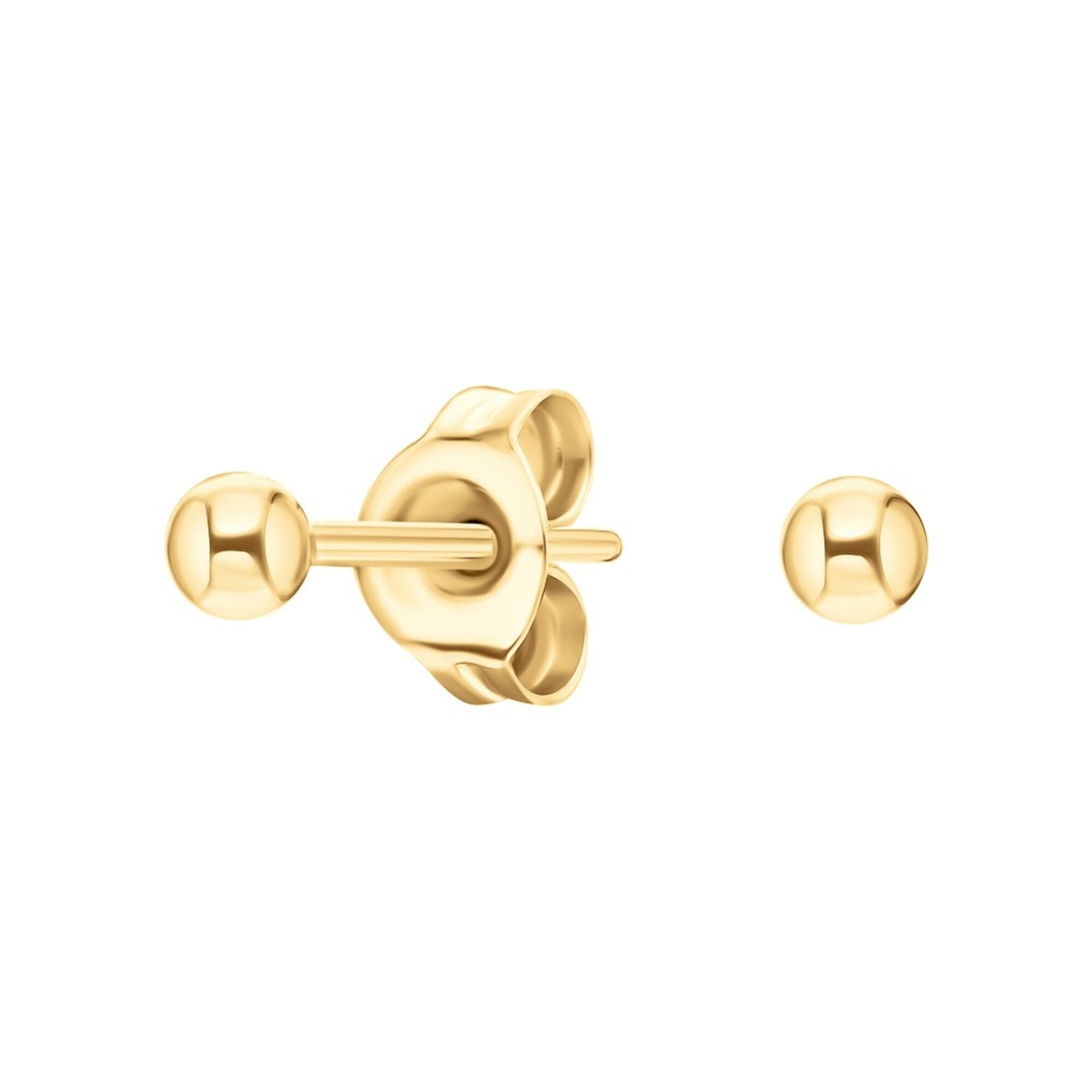14k Gold Solid Stud, Dainty Ball Earring, Plain Ball Round Stud Earring. Cushionblue