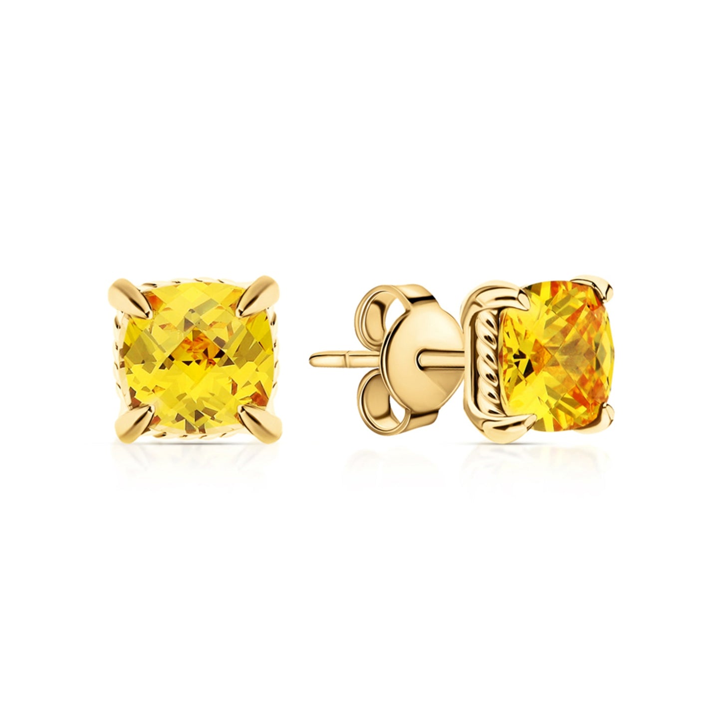 Cushion Cut Citrine Stud Earrings Cushionblue