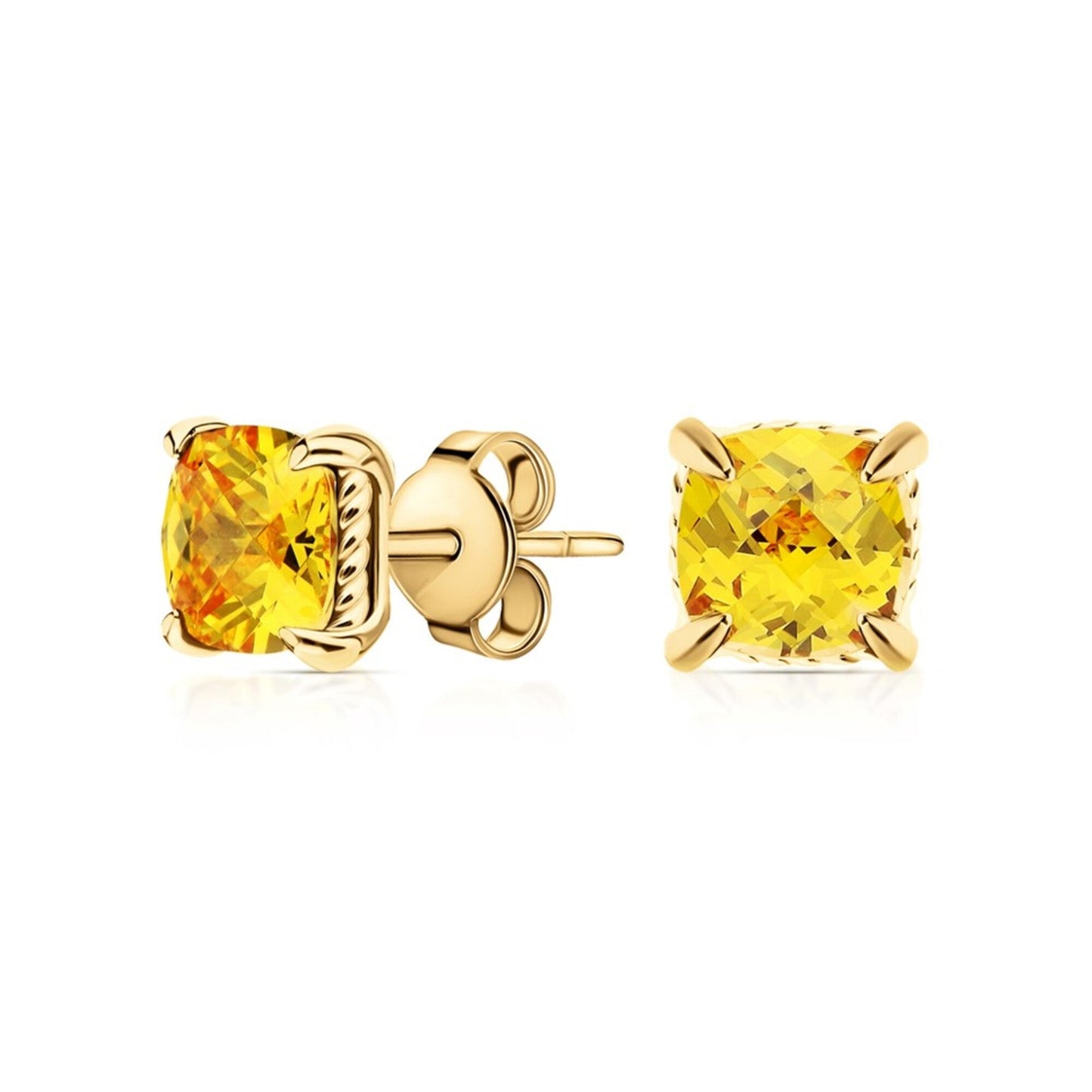Cushion Cut Citrine Stud Earrings Cushionblue