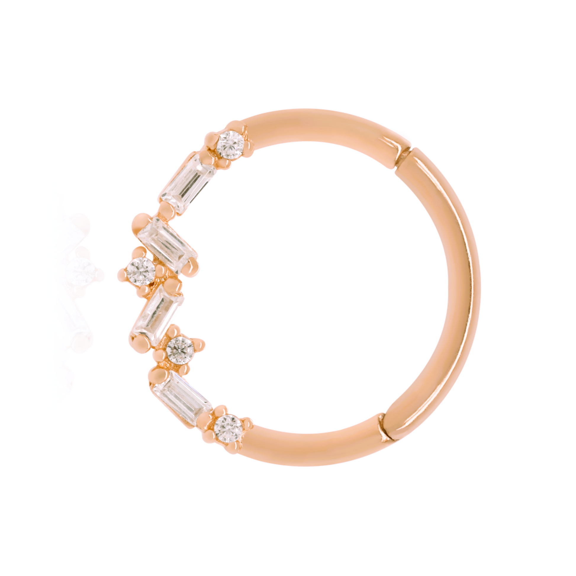 14k Gold Baguette Cluster Diamond Hoop Cushionblue