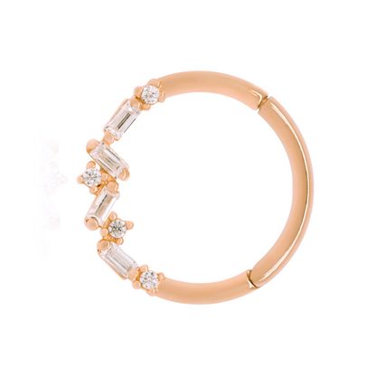 14k Gold Baguette Cluster Diamond Hoop Cushionblue