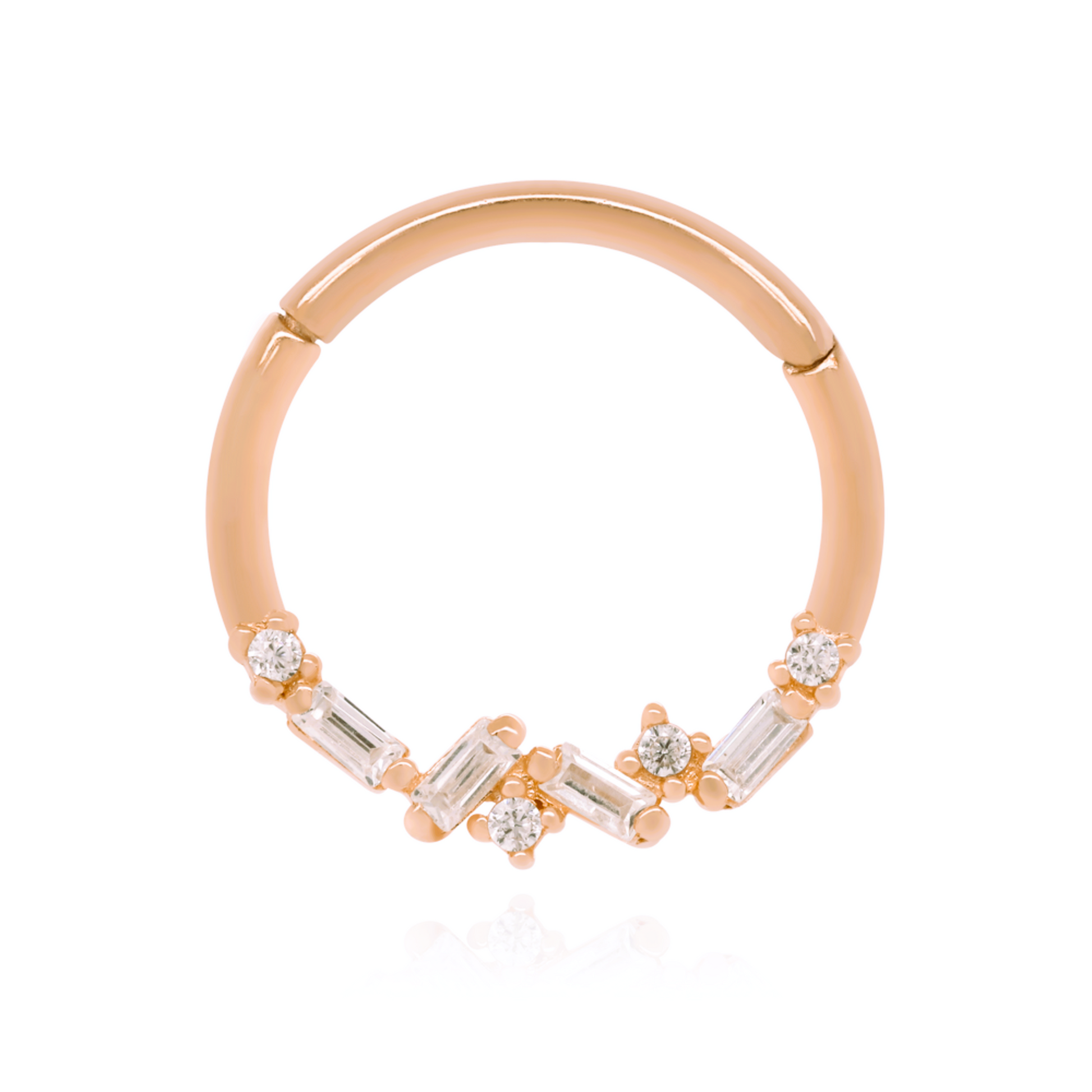 14k Gold Baguette Cluster Diamond Hoop Cushionblue