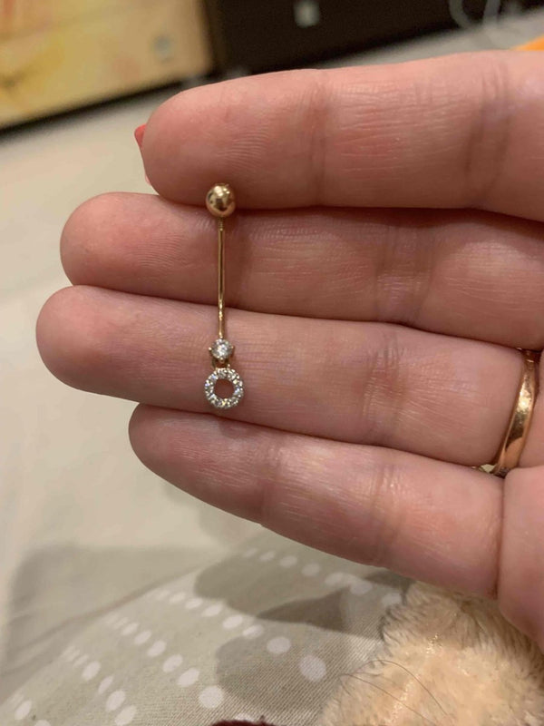 14k Solid Gold navel Belly Ring Cushionblue