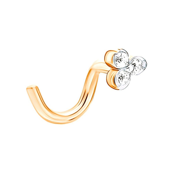 "14K Gold Trinity Diamond Nose Stud |  Genuine Diamond Piercing for Nostril or Tragus |  Genuine Diamond Piercing for Nostril or Tragus | Gifr For Her. Cushionblue