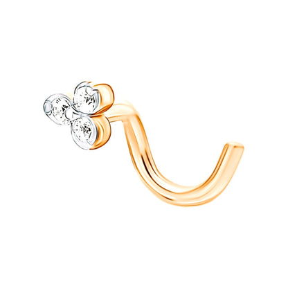 "14K Gold Trinity Diamond Nose Stud |  Genuine Diamond Piercing for Nostril or Tragus |  Genuine Diamond Piercing for Nostril or Tragus | Gifr For Her. Cushionblue