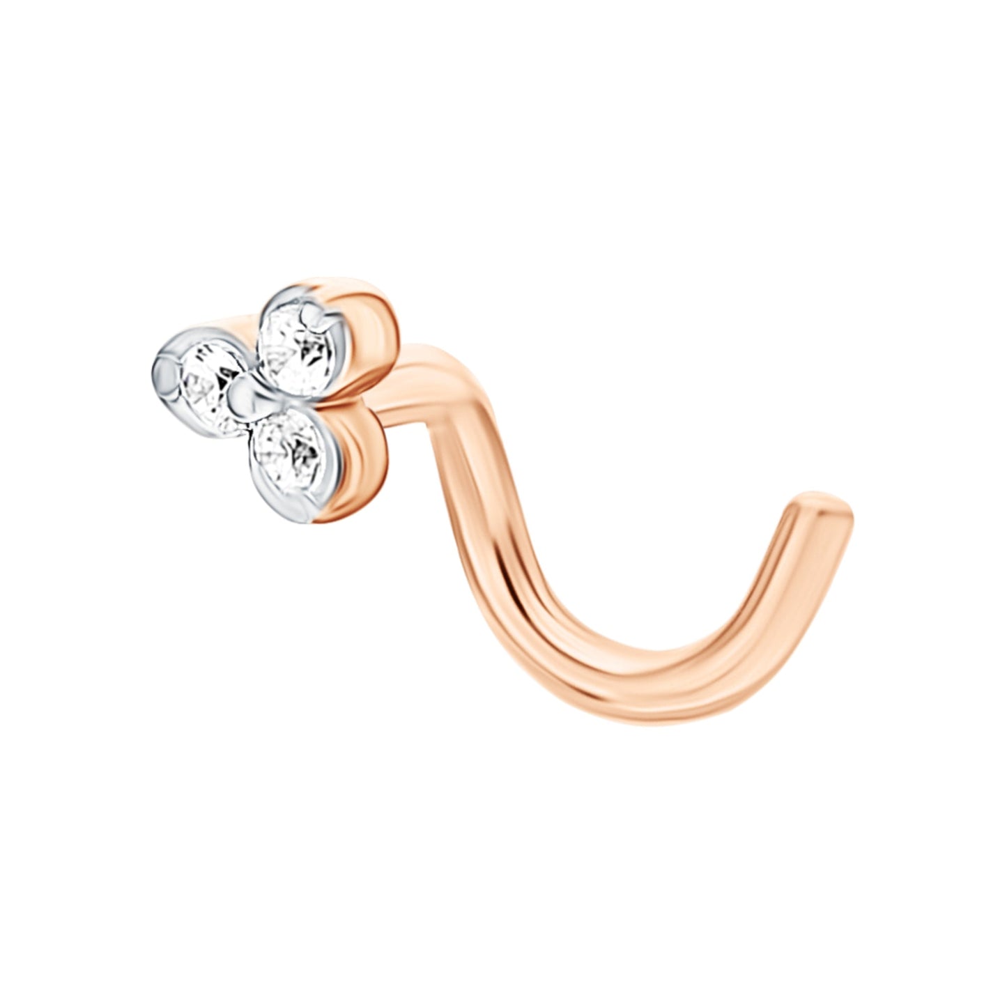 "14K Gold Trinity Diamond Nose Stud |  Genuine Diamond Piercing for Nostril or Tragus |  Genuine Diamond Piercing for Nostril or Tragus | Gifr For Her. Cushionblue