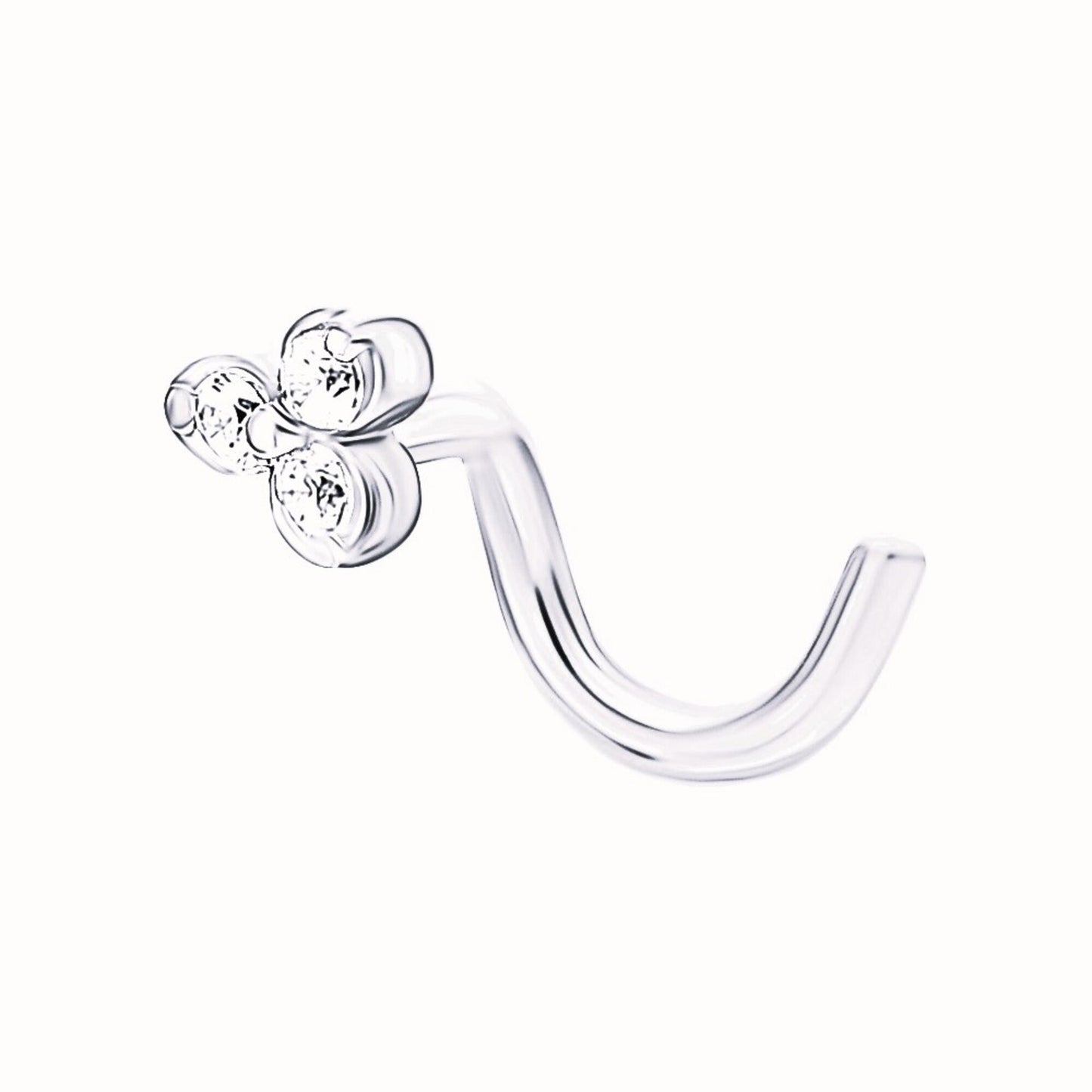 "14K Gold Trinity Diamond Nose Stud |  Genuine Diamond Piercing for Nostril or Tragus |  Genuine Diamond Piercing for Nostril or Tragus | Gifr For Her. Cushionblue