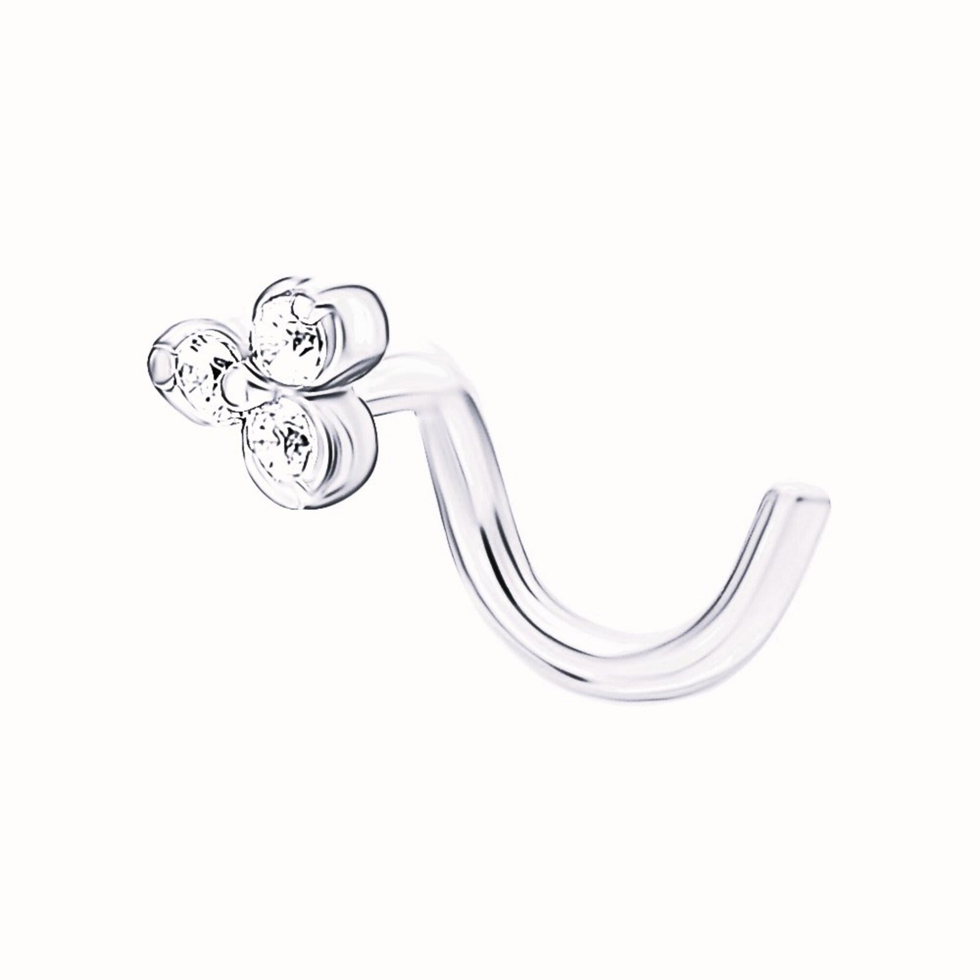 "14K Gold Trinity Diamond Nose Stud |  Genuine Diamond Piercing for Nostril or Tragus |  Genuine Diamond Piercing for Nostril or Tragus | Gifr For Her. Cushionblue