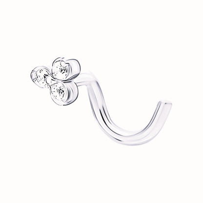 "14K Gold Trinity Diamond Nose Stud |  Genuine Diamond Piercing for Nostril or Tragus |  Genuine Diamond Piercing for Nostril or Tragus | Gifr For Her. Cushionblue