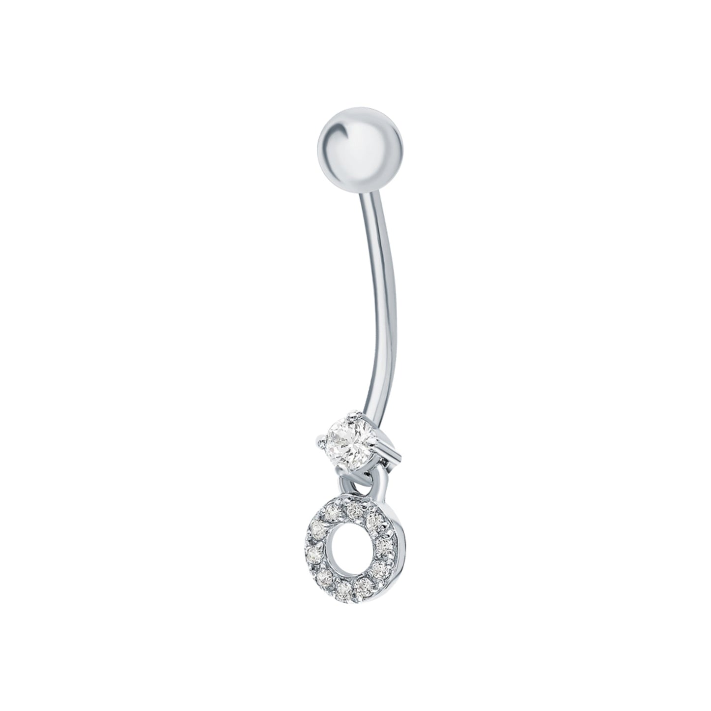 14k Solid Gold navel Belly Ring Cushionblue