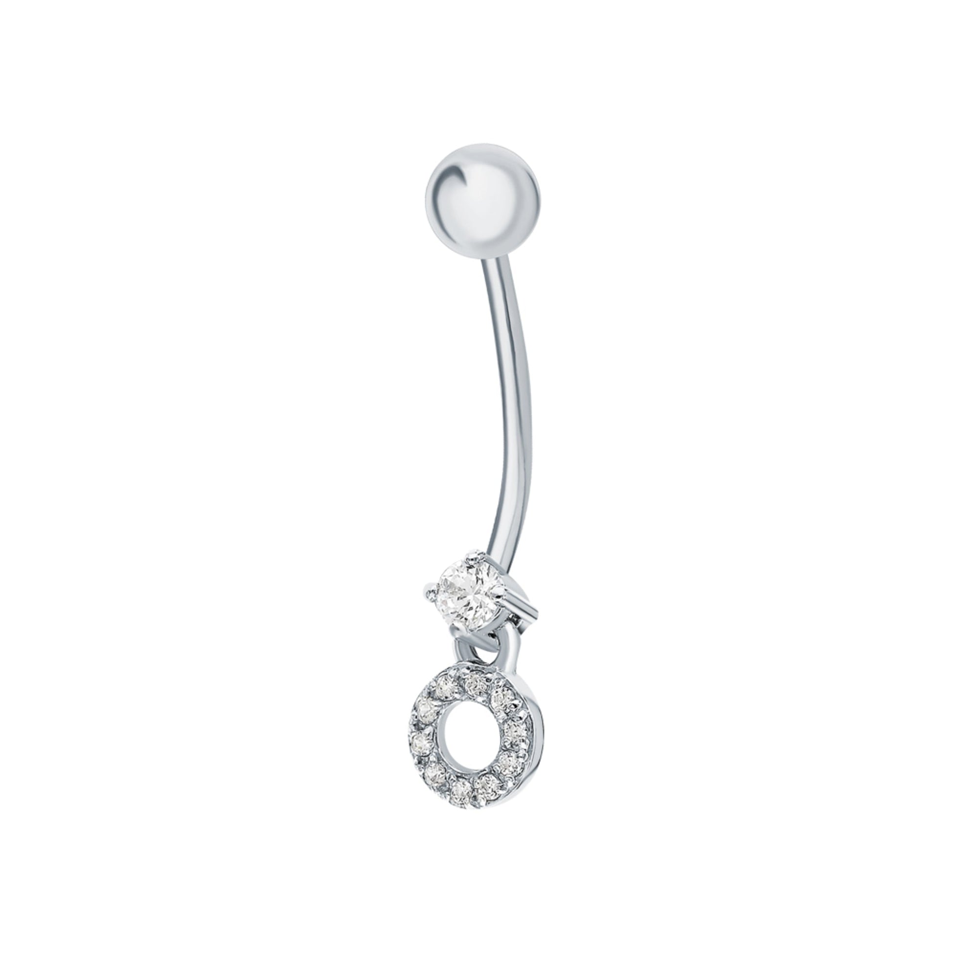 14k Solid Gold navel Belly Ring Cushionblue