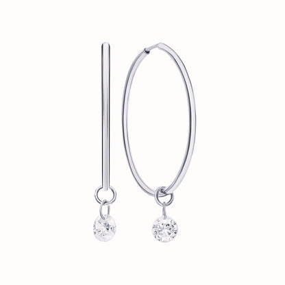 14K Solid Gold Single Diamond Drop Earring Cushionblue