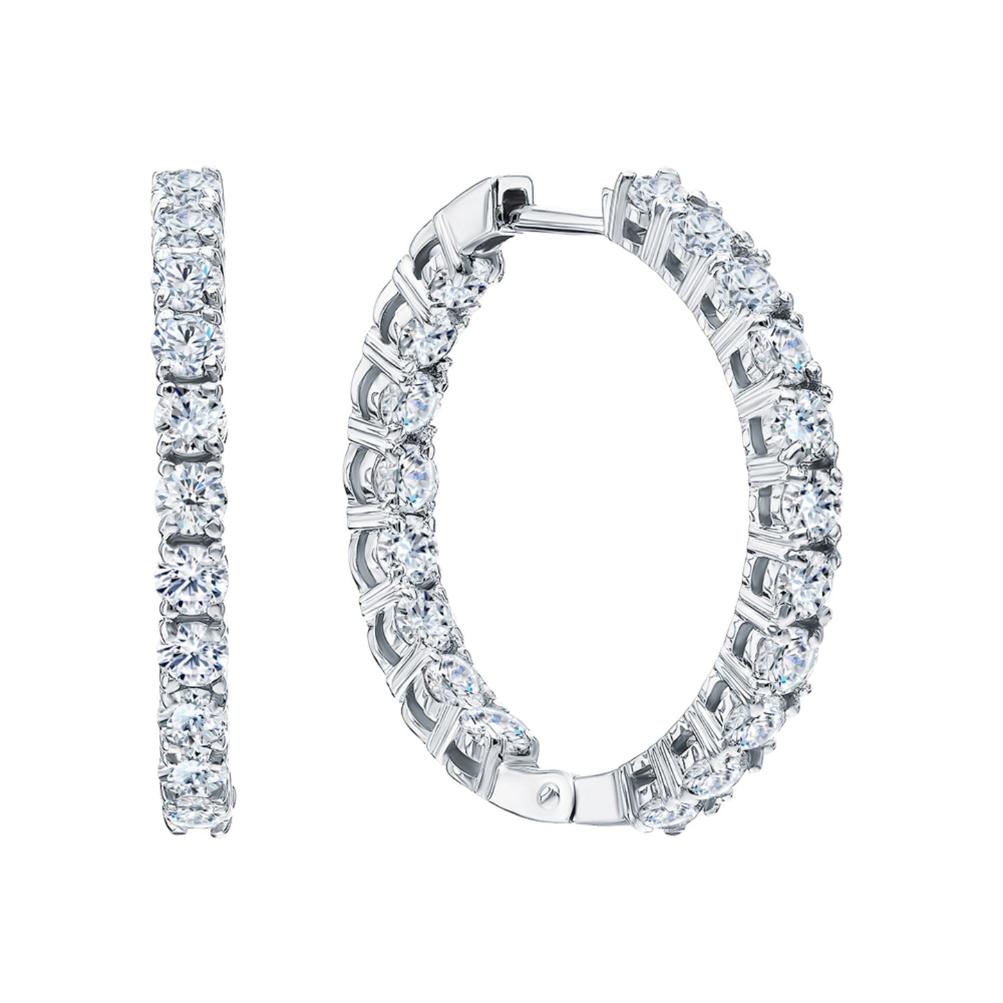 14k Gold Inside out Diamond Hoops Cushionblue