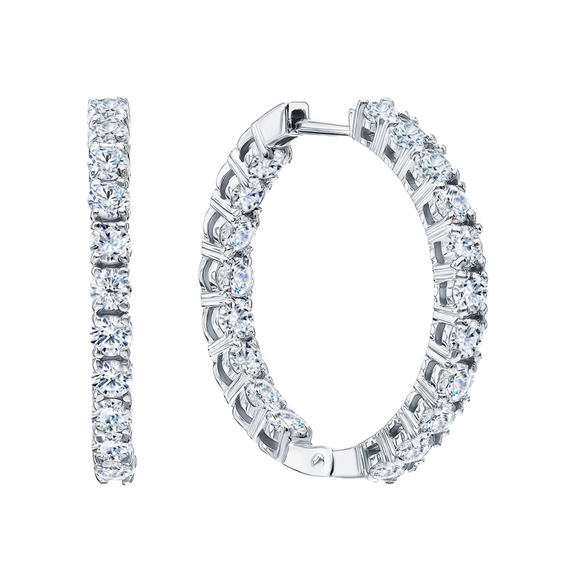 14k Gold Inside out Diamond Hoops Cushionblue
