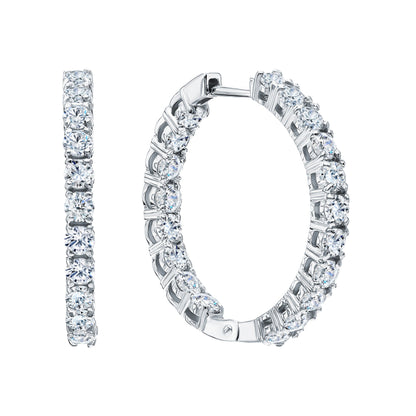 14k Gold Inside out Diamond Hoops Cushionblue