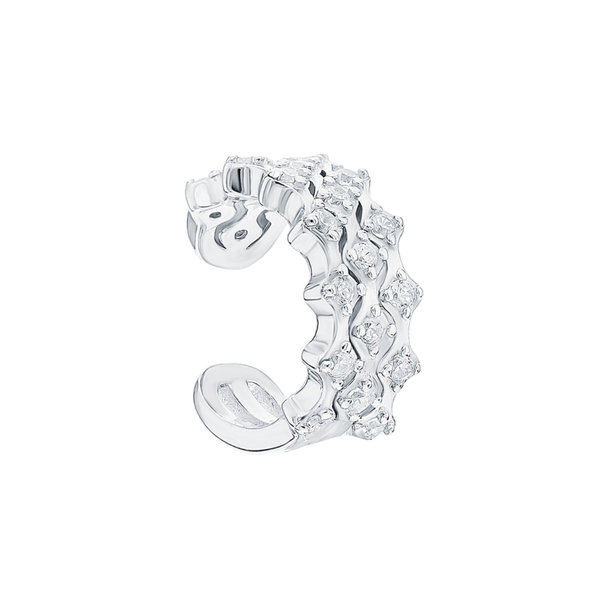14k Gold Zig Zag Diamond Cuff Earring,(0.15ct) Ear Cuff, Wrap Cuff Earring. Cushionblue