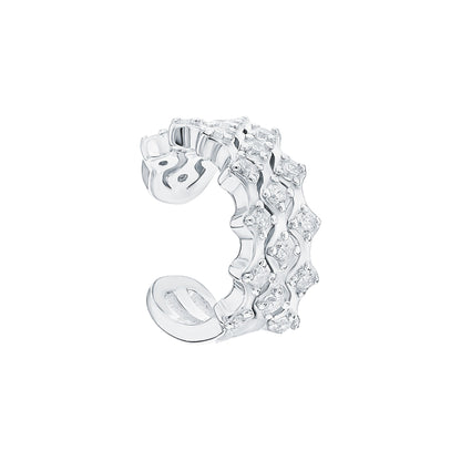 14k Gold Zig Zag Diamond Cuff Earring,(0.15ct) Ear Cuff, Wrap Cuff Earring. Cushionblue