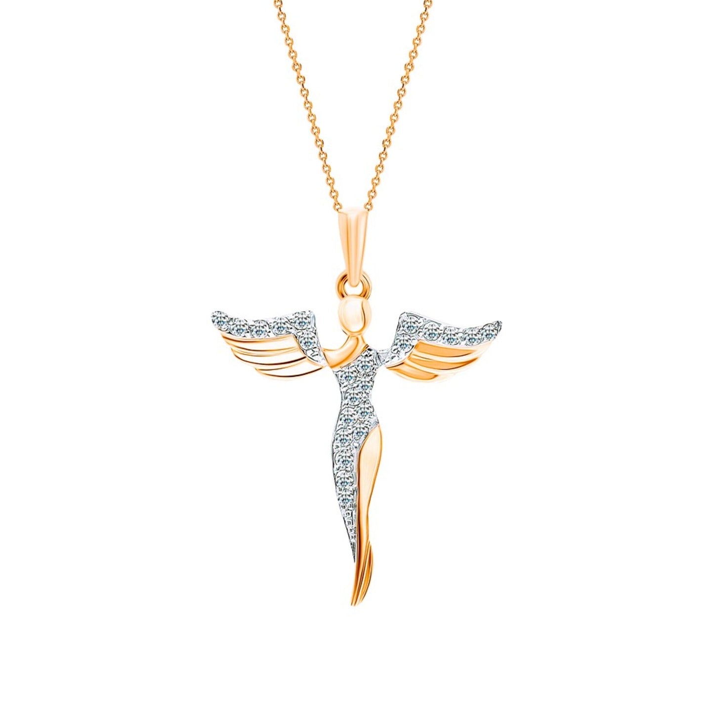 Pure Soul Angel Pendant Necklace -Angel Wings Pendant- Dainty Wings Necklace - Vintage Jewelry-Guardian Engagement Gift Cushionblue