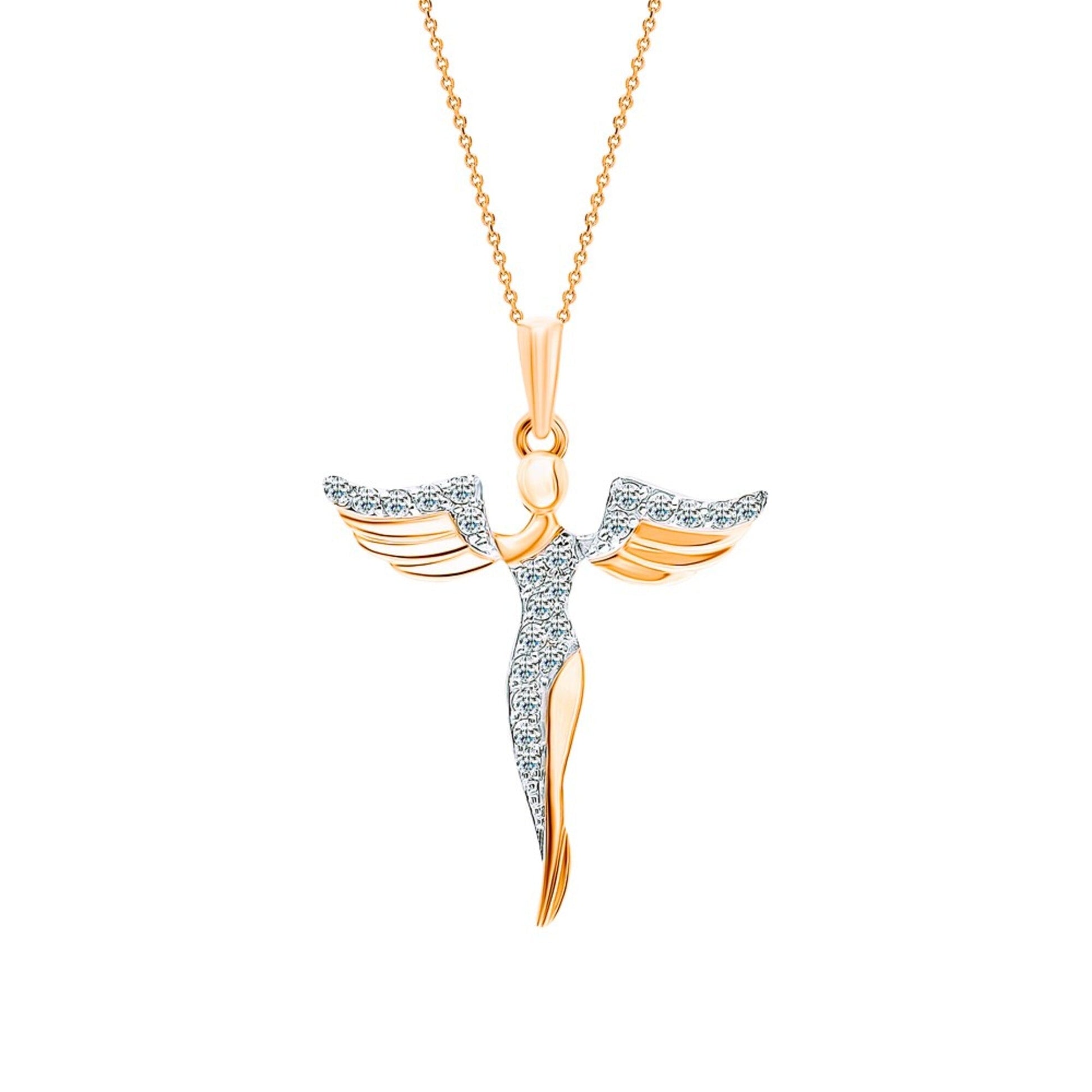 Pure Soul Angel Pendant Necklace -Angel Wings Pendant- Dainty Wings Necklace - Vintage Jewelry-Guardian Engagement Gift Cushionblue