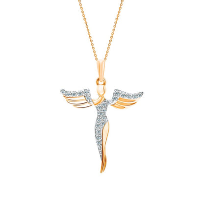 Pure Soul Angel Pendant Necklace -Angel Wings Pendant- Dainty Wings Necklace - Vintage Jewelry-Guardian Engagement Gift Cushionblue