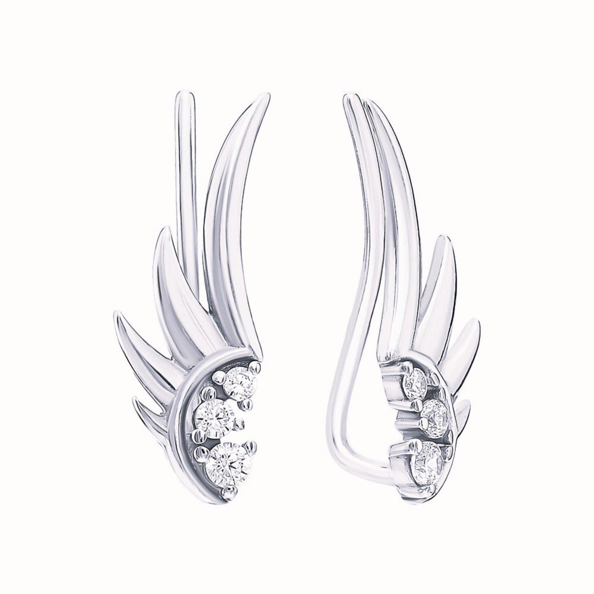 Angel Wing Earring Cuff, Flying Wings Diamond  Ear Cuff, Elegant Wrap Earrings. Cushionblue