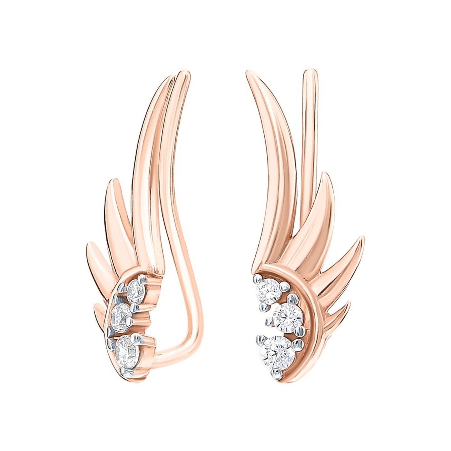 Angel Wing Earring Cuff, Flying Wings Diamond  Ear Cuff, Elegant Wrap Earrings. Cushionblue
