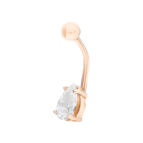 Pear Shape Diamond Belly Button Ring Cushionblue