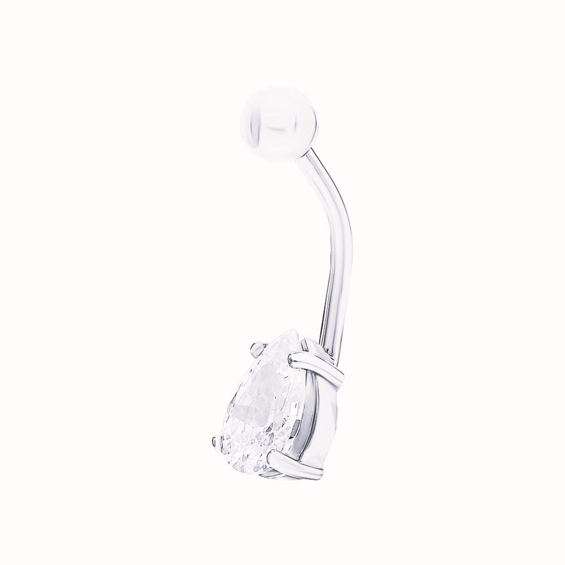 Pear Shape Diamond Belly Button Ring Cushionblue