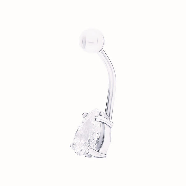 Pear Shape Diamond Belly Button Ring Cushionblue