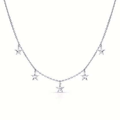 14k Solid Gold Star Dangle Choker Necklace | Tiny Star Station Necklace | Celestial Jewelry for Astrology Lovers, Gift for Her. Cushionblue