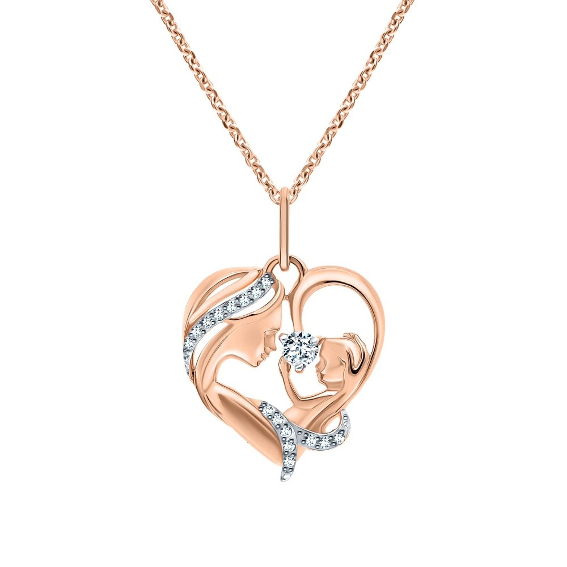 Mom & Baby Heart Diamond Pendant Cushionblue