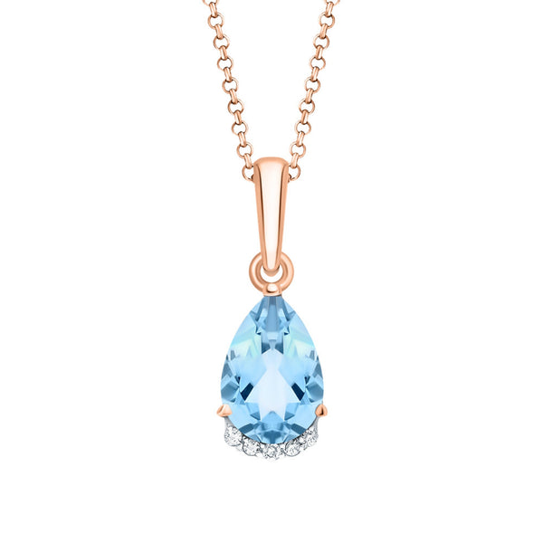 14K Gold Amethyst Teardrop Diamond Necklace,Pear Purple Amethyst Pendant. Cushionblue