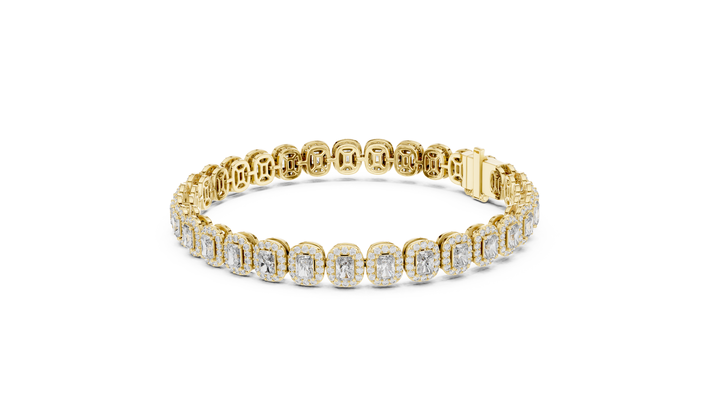 14K Gold Emerald Cut Diamond Tennis Bracelet for Women