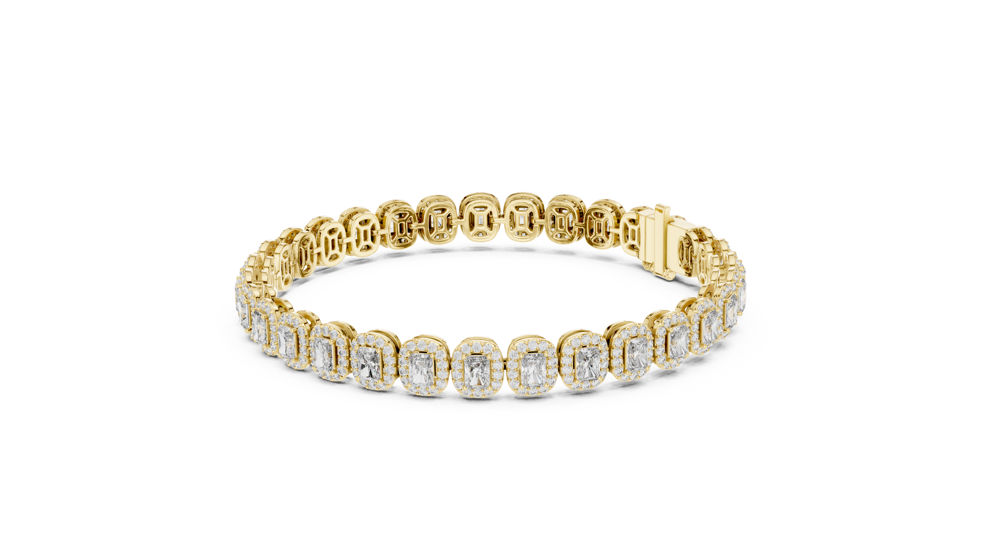 14K Gold Emerald Cut Diamond Tennis Bracelet for Women