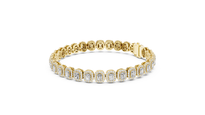 14K Gold Emerald Cut Diamond Tennis Bracelet for Women
