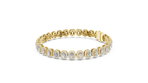 14K Gold Emerald Cut Diamond Tennis Bracelet for Women