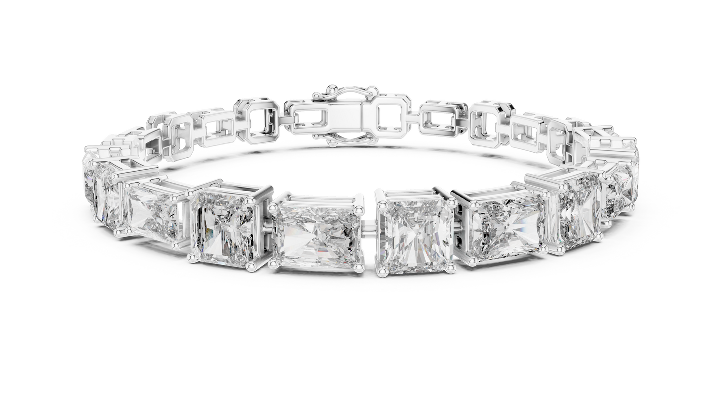 White Gold Princess Cut Diamond Tennis Bracelet in Yellow, White & Rose Gold