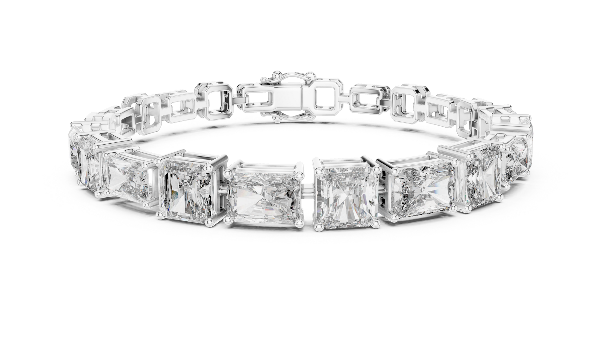 White Gold Princess Cut Diamond Tennis Bracelet in Yellow, White & Rose Gold