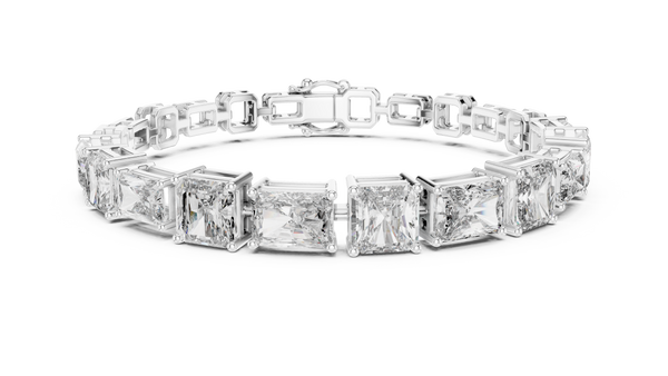 White Gold Princess Cut Diamond Tennis Bracelet in Yellow, White & Rose Gold