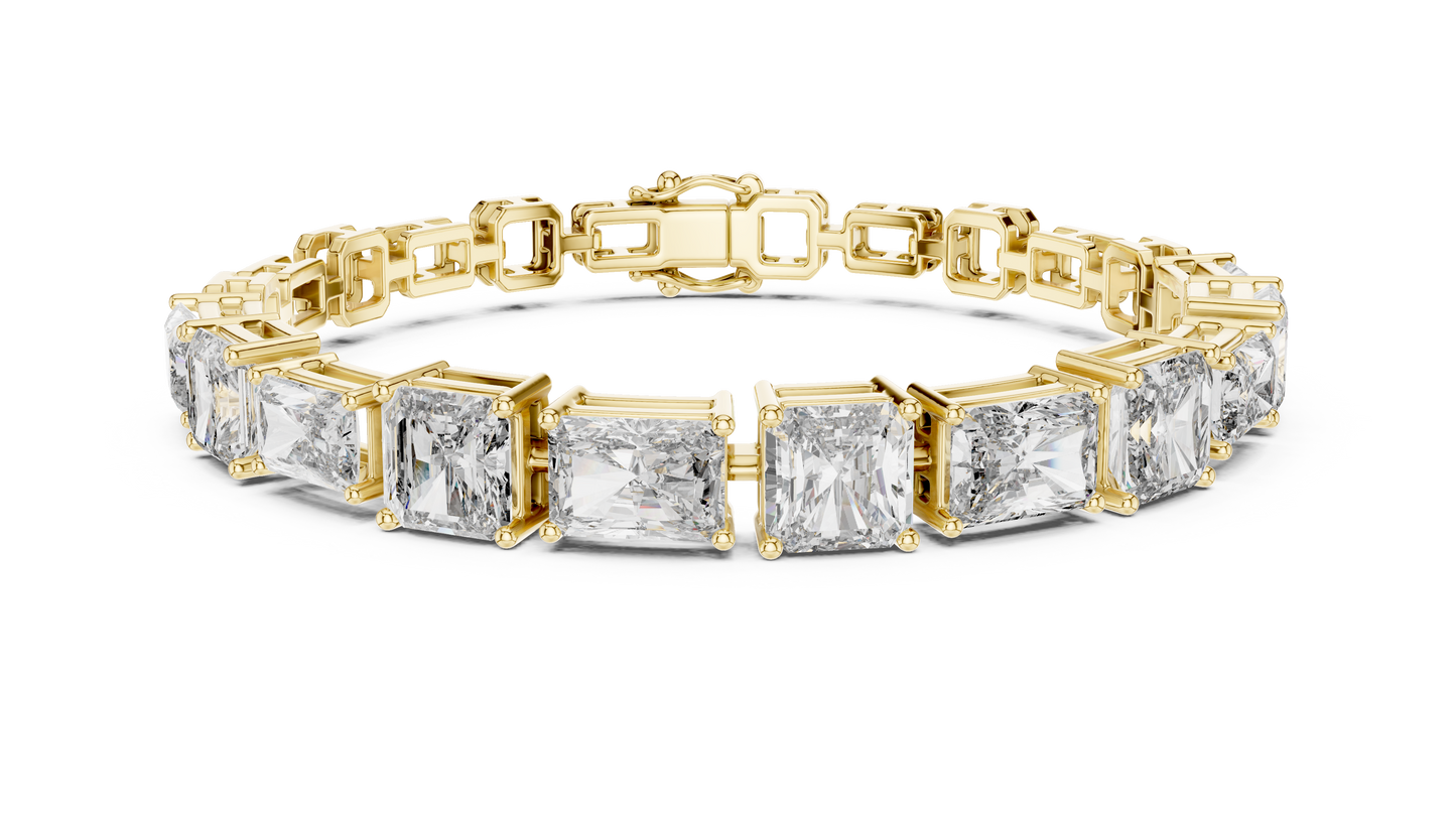 14K Gold Princess Cut Diamond Tennis Bracelet in Yellow, White & Rose Gold