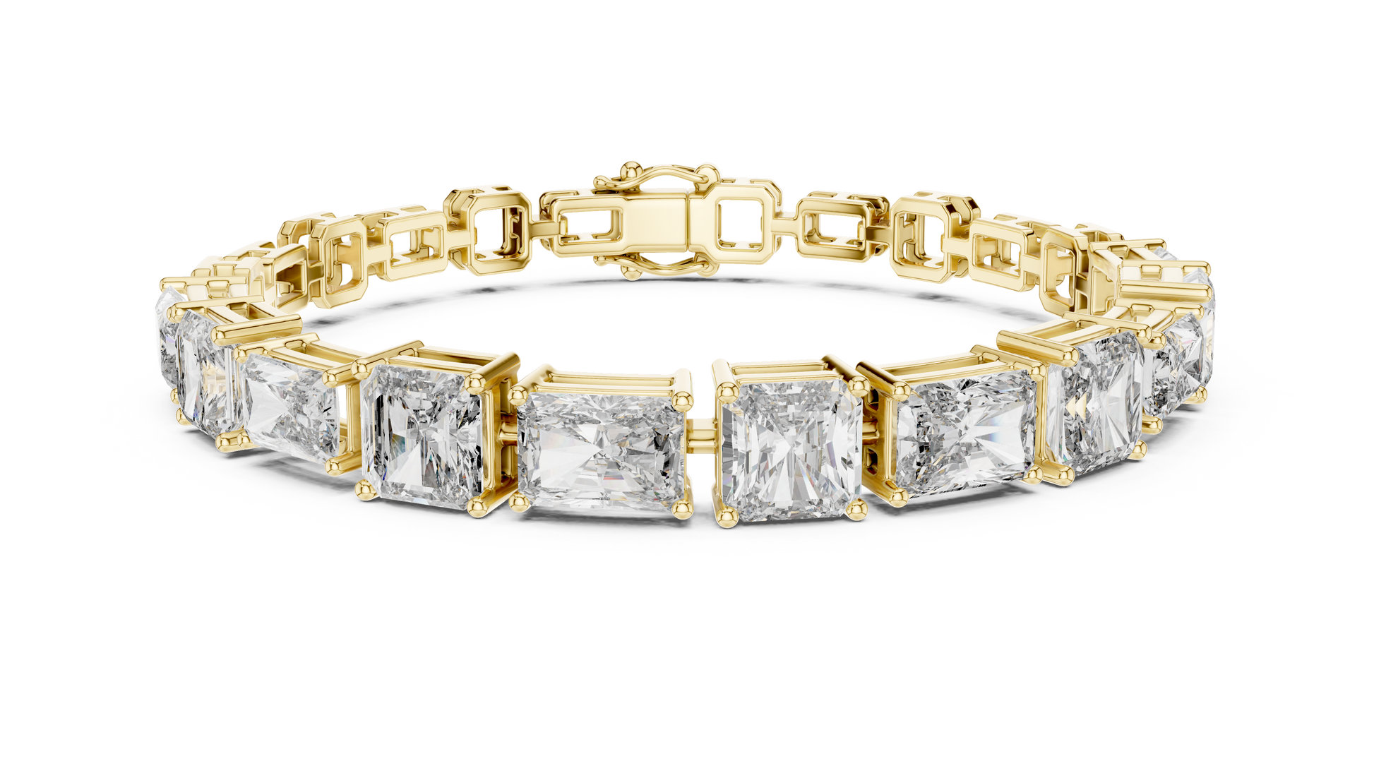 14K Gold Princess Cut Diamond Tennis Bracelet in Yellow, White & Rose Gold