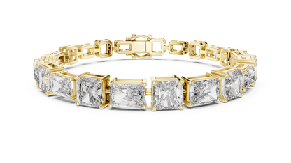 14K Gold Princess Cut Diamond Tennis Bracelet in Yellow, White & Rose Gold