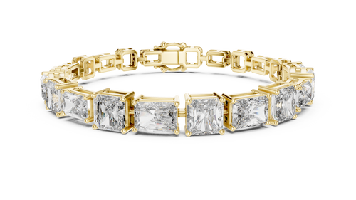 14K Gold Princess Cut Diamond Tennis Bracelet in Yellow, White & Rose Gold