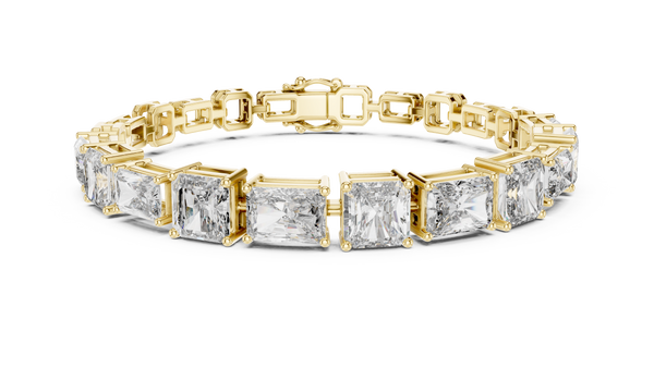 14K Gold Princess Cut Diamond Tennis Bracelet in Yellow, White & Rose Gold