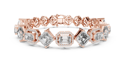 Rose Gold Princess Cut Diamond Tennis Bracelet with Secure Clasp