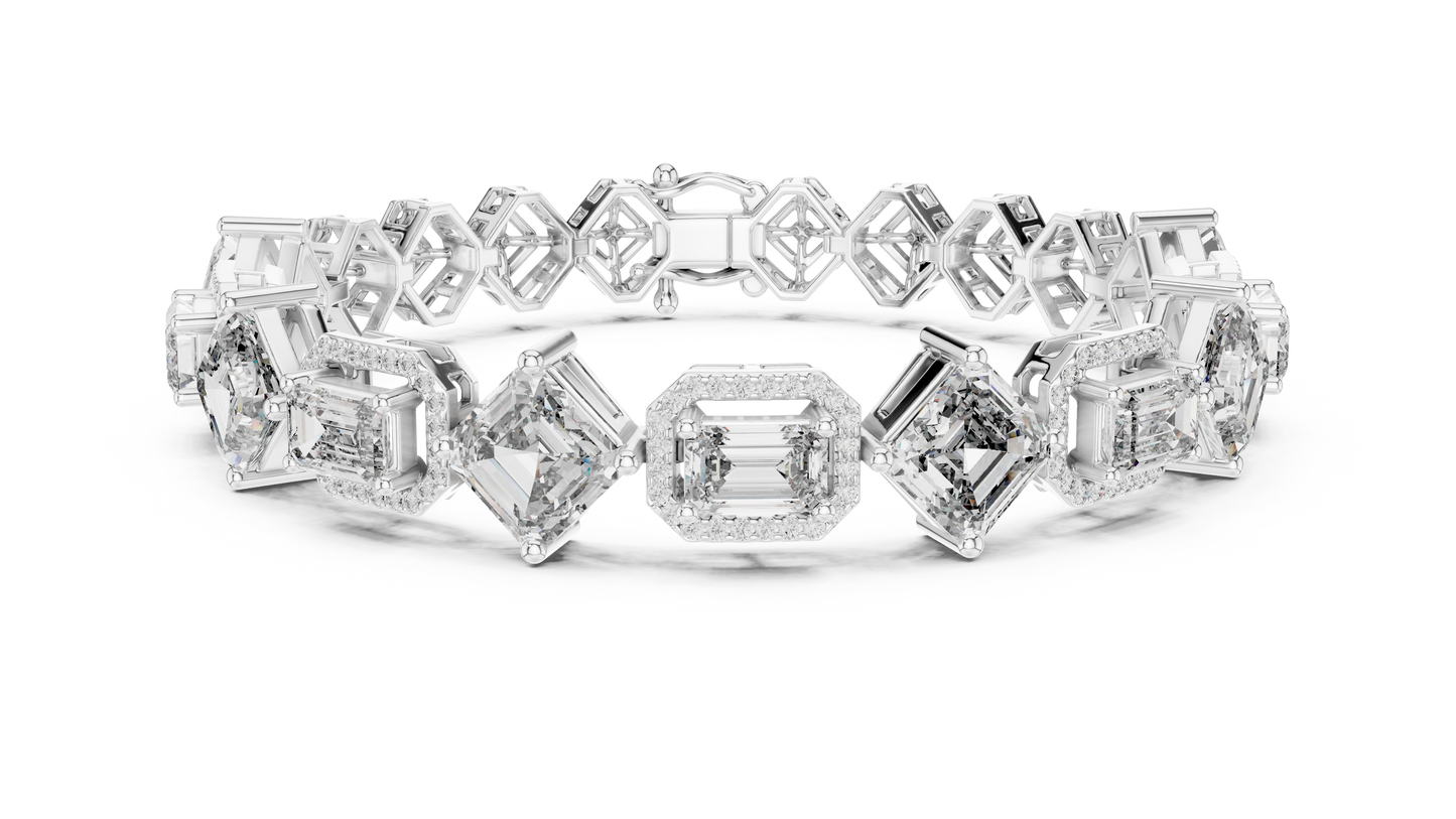 White Gold Princess Cut Diamond Tennis Bracelet with Secure Clasp