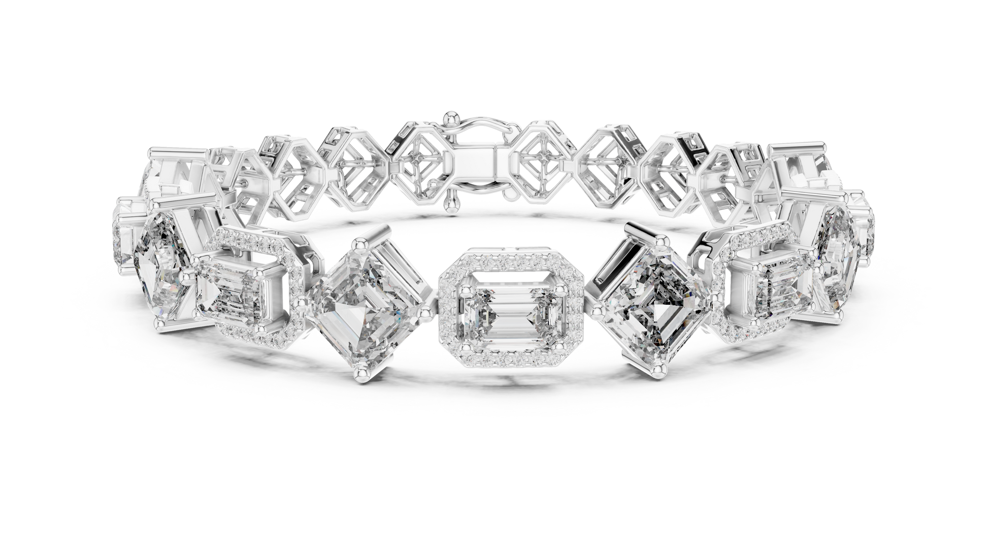 White Gold Princess Cut Diamond Tennis Bracelet with Secure Clasp