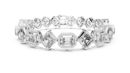 White Gold Princess Cut Diamond Tennis Bracelet with Secure Clasp