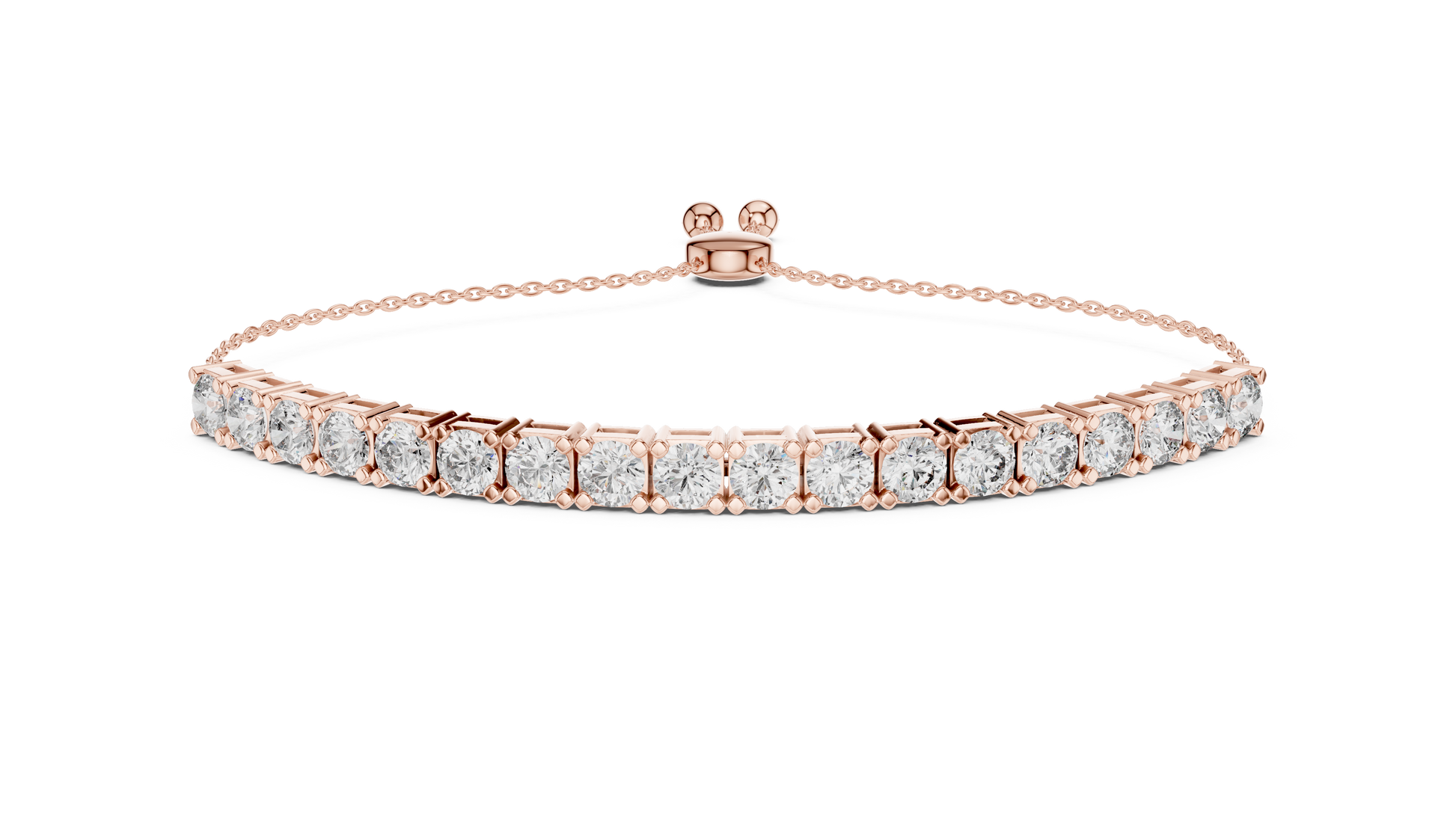 Rose Gold Round Cut Diamond Tennis Bracelet with Adjustable Chain
