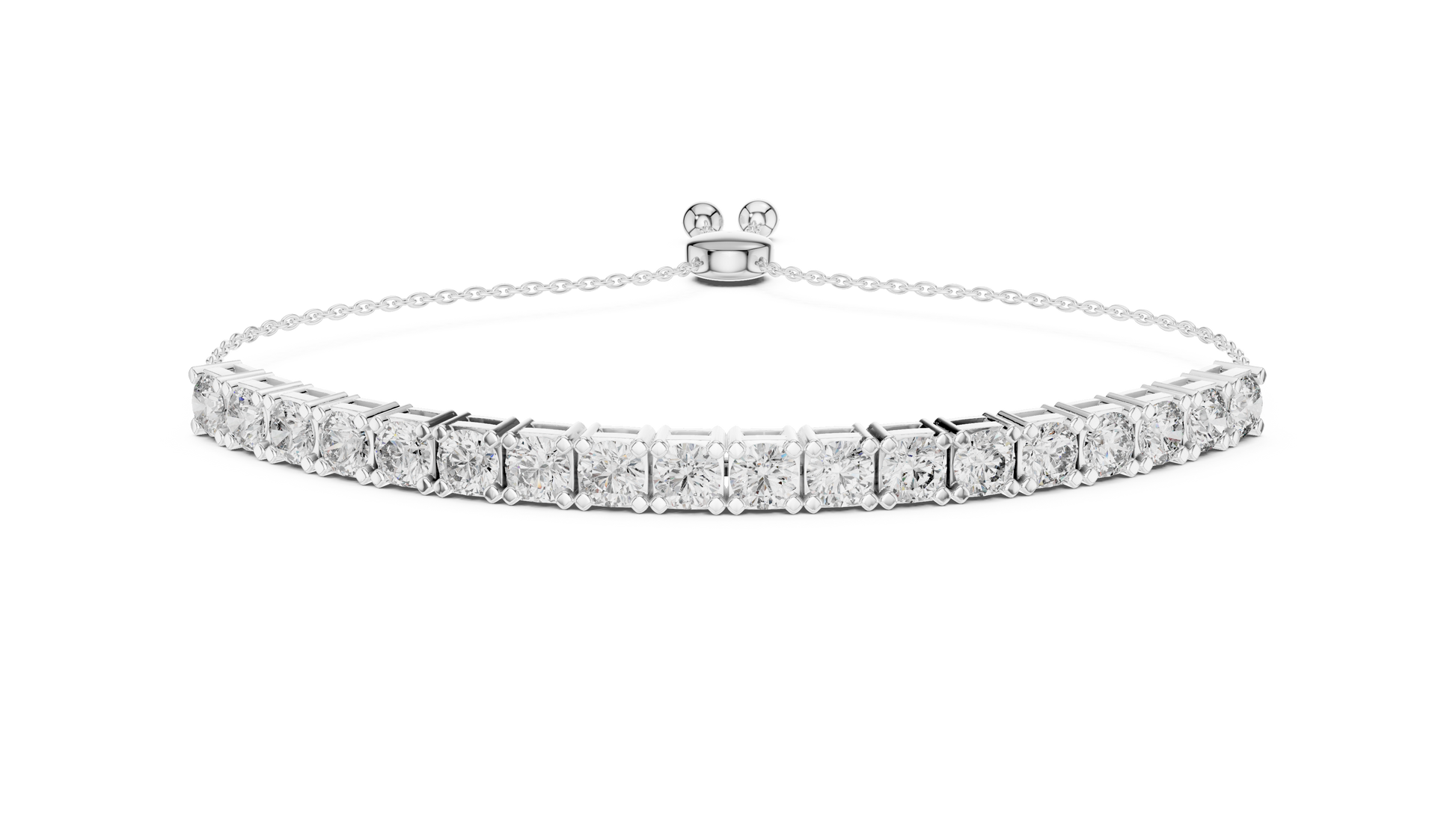 White Gold Round Cut Diamond Tennis Bracelet with Adjustable Chain